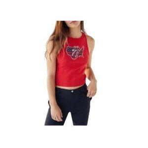 Bravado The Rolling Stones Sz Lg Red USA Ribbed Tank Raw Hem